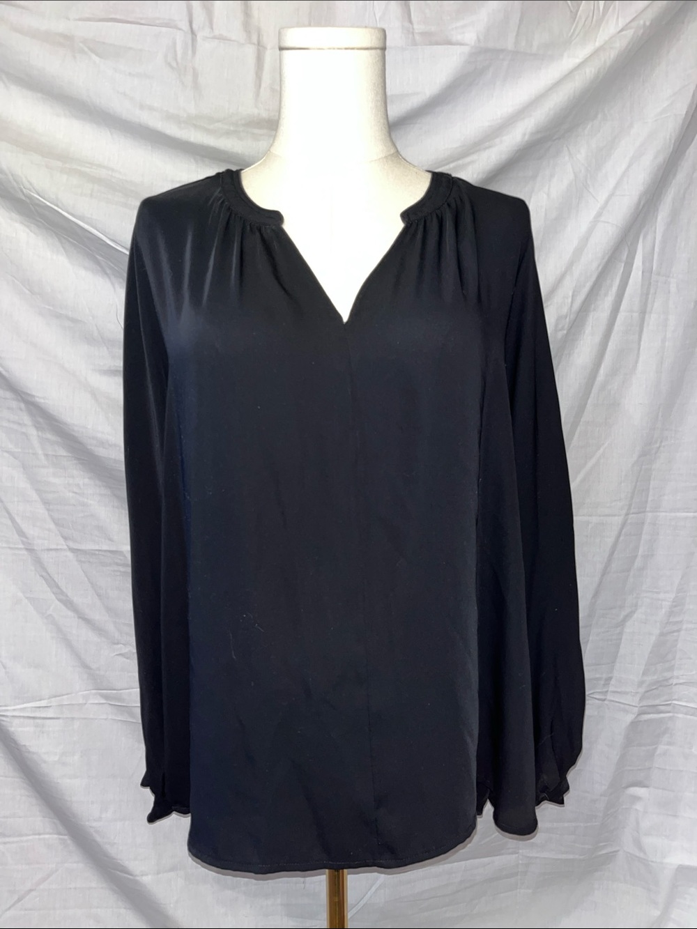 Black Women's Long-Sleeve V-Neck Blouse
